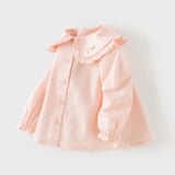 Dave&Bella Toddler Girls White/Pink Cotton Comfortbale Breathable Shirts