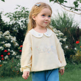 Dave&Bella Toddler Girls Light Yellow Cute Doll Collar Rabbit Print Soft Sweatshirts