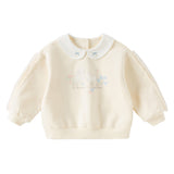 Dave&Bella Toddler Girls Light Yellow Cute Doll Collar Rabbit Print Soft Sweatshirts