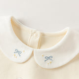 Dave&Bella Toddler Girls Light Yellow Cute Doll Collar Rabbit Print Soft Sweatshirts