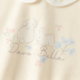Dave&Bella Toddler Girls Light Yellow Cute Doll Collar Rabbit Print Soft Sweatshirts
