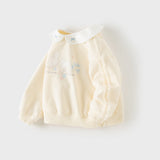 Dave&Bella Toddler Girls Light Yellow Cute Doll Collar Rabbit Print Soft Sweatshirts