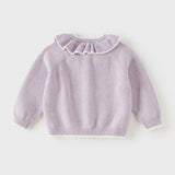 Dave&Bella Toddler Girls Yellow/Purple Doll Collar Cozy Cotton Elegant Knit Cardigans