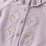 Dave&Bella Toddler Girls Yellow/Purple Doll Collar Cozy Cotton Elegant Knit Cardigans