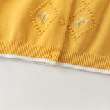 Dave&Bella Toddler Girls Yellow/Purple Doll Collar Cozy Cotton Elegant Knit Cardigans