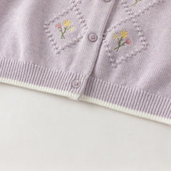 Dave&Bella Toddler Girls Yellow/Purple Doll Collar Cozy Cotton Elegant Knit Cardigans