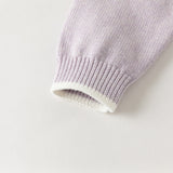 Dave&Bella Toddler Girls Yellow/Purple Doll Collar Cozy Cotton Elegant Knit Cardigans