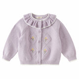 Dave&Bella Toddler Girls Yellow/Purple Doll Collar Cozy Cotton Elegant Knit Cardigans