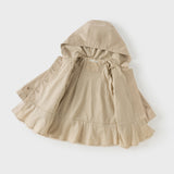 Dave&Bella Toddler Girls Khaki Hooded Design Dress-Style Mesh Cotton Cozy Jackets