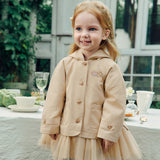 Dave&Bella Toddler Girls Khaki Hooded Design Dress-Style Mesh Cotton Cozy Jackets