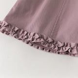 Dave&Bella Toddler Girls Purple/Brown Cozy Ruffle Floral Embroidery Wide Leg Pants