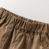 Dave&Bella Toddler Girls Purple/Brown Cozy Ruffle Floral Embroidery Wide Leg Pants