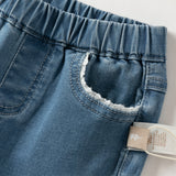 Dave&Bella Toddler Girls Denim Blue Straight-leg Wide Flared Comfortable Jeans