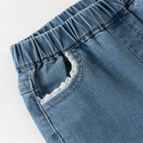 Dave&Bella Toddler Girls Denim Blue Straight-leg Wide Flared Comfortable Jeans