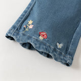 Dave&Bella Toddler Girls Denim Blue Straight-leg Wide Flared Comfortable Jeans