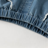 Dave&Bella Toddler Girls Denim Blue Straight-leg Wide Flared Comfortable Jeans