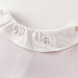 Dave&Bella Toddler Girls Purple/White Doll Collar Elegant Casual Comfortable T-shirts