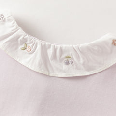 Dave&Bella Toddler Girls Purple/White Doll Collar Elegant Casual Comfortable T-shirts