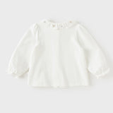 Dave&Bella Toddler Girls Purple/White Doll Collar Elegant Casual Comfortable T-shirts