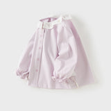 Dave&Bella Toddler Girls Purple/White Doll Collar Elegant Casual Comfortable T-shirts