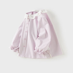Dave&Bella Toddler Girls Purple/White Doll Collar Elegant Casual Comfortable T-shirts