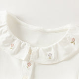 Dave&Bella Toddler Girls Purple/White Doll Collar Elegant Casual Comfortable T-shirts