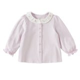 Dave&Bella Toddler Girls Purple/White Doll Collar Elegant Casual Comfortable T-shirts