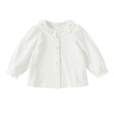 Dave&Bella Toddler Girls Purple/White Doll Collar Elegant Casual Comfortable T-shirts