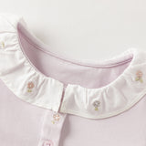 Dave&Bella Toddler Girls Purple/White Doll Collar Elegant Casual Comfortable T-shirts