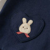 Dave&Bella Toddler Girls Navy Long Sleeve Cute Embroidery A-line Dress