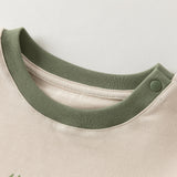Dave&Bella Toddler Boys Beige Cute Green Print Classic Soft Long Sleeve T-shirts