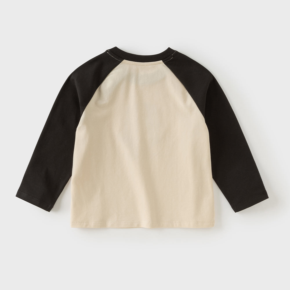 Dave&Bella Toddler Boys Apricot Design Bear Print Long Sleeve Soft T-shirts