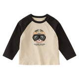 Dave&Bella Toddler Boys Apricot Design Bear Print Long Sleeve Soft T-shirts