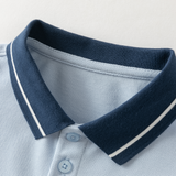 Dave&Bella Toddler Boys Blue Classic Simple Car Embroidery Soft Polos