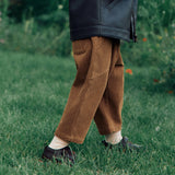 Dave&Bella Toddler Boys Brown Classic Simple Versatile Cozy Cotton Pants