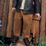 Dave&Bella Toddler Boys Brown Classic Simple Versatile Cozy Cotton Pants