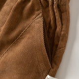 Dave&Bella Toddler Boys Brown Classic Simple Versatile Cozy Cotton Pants