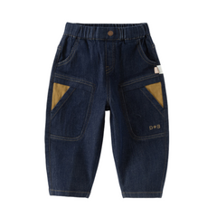 Dave&Bella Toddler Boys Denim Blue Fashion Loose Comfortable Jeans