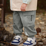 Dave&Bella Toddler Boys Gray Simple Versatile Jogger Pants
