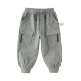 Dave&Bella Toddler Boys Gray Simple Versatile Jogger Pants