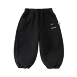 Dave&Bella Toddler Boys Black Simple Versatile Comfortable Jogger Pants