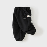 Dave&Bella Toddler Boys Black Simple Versatile Comfortable Jogger Pants