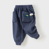 Dave&Bella Toddler Boys Denim Blue Simple Versatile Elastic Waist Jogger Pants