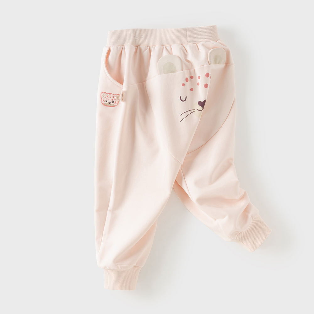 Dave&Bella Toddler Girls/Boys Pink/Grey Design Cute Print Capri Pants