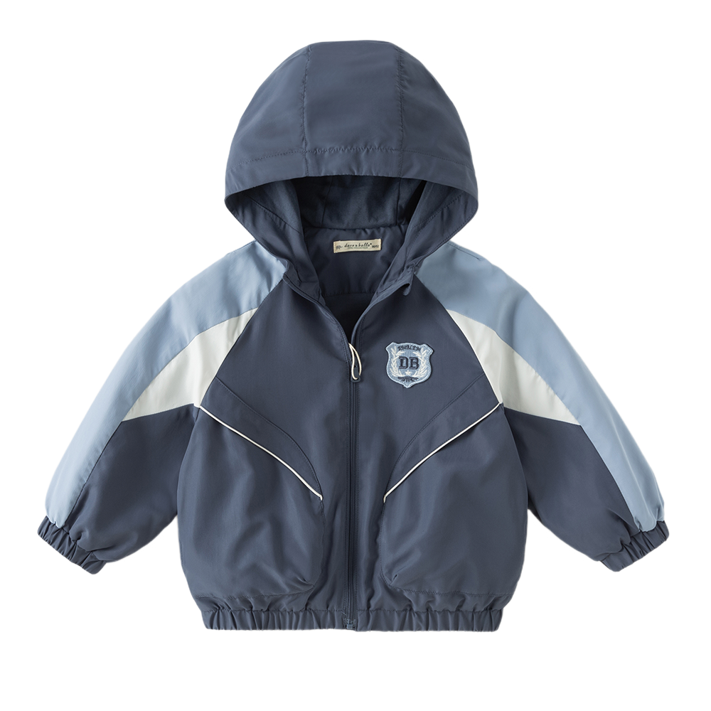 Dave&Bella Toddler Boys Dark Blue Hooded Lightweight Waterproof Jackets