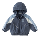 Dave&Bella Toddler Boys Dark Blue Hooded Lightweight Waterproof Jackets