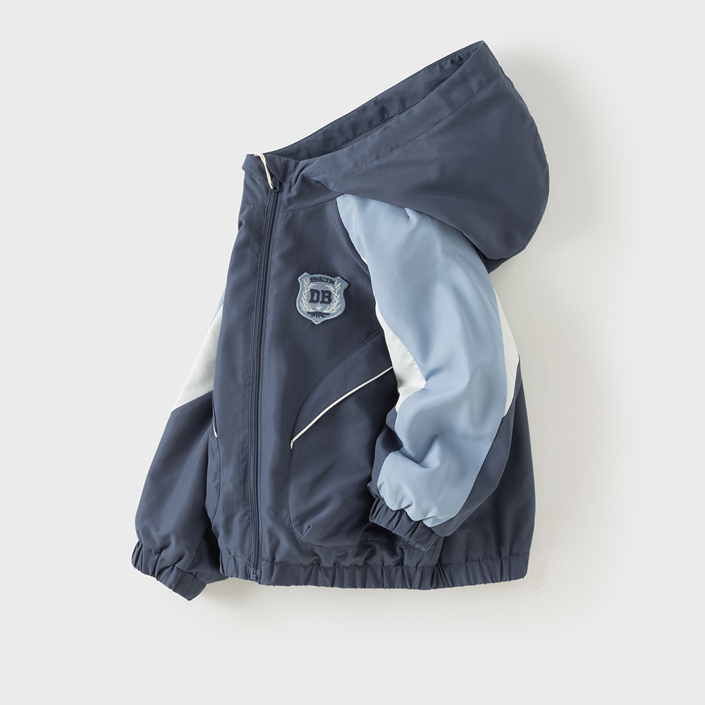 Dave&Bella Toddler Boys Dark Blue Hooded Lightweight Waterproof Jackets