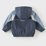 Dave&Bella Toddler Boys Dark Blue Hooded Lightweight Waterproof Jackets