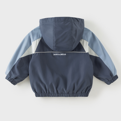 Dave&Bella Toddler Boys Dark Blue Hooded Lightweight Waterproof Jackets