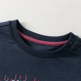 Dave&Bella Toddler Boys Navy Retro Soft Cozy Cotton Comfortable T-shirts